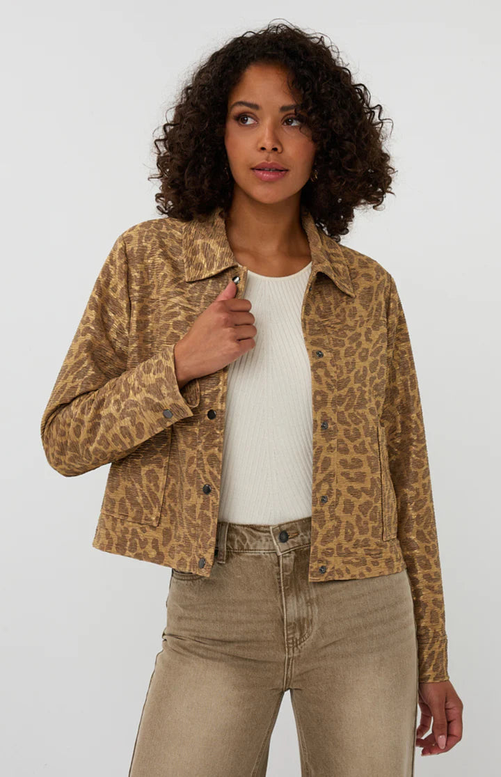 Esqualo jasje leopard bruin print model Jacket golden olive F25.19513