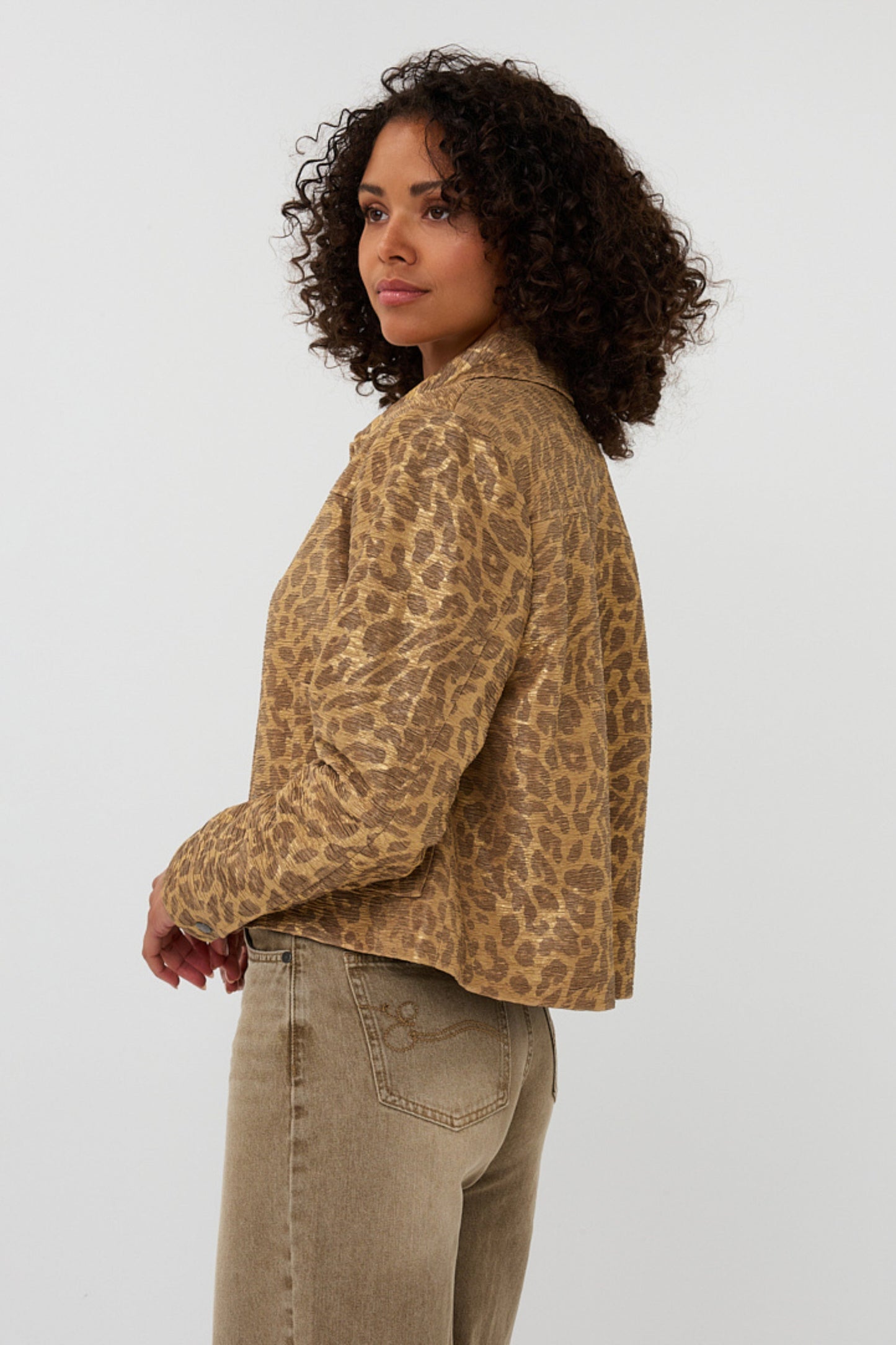 Esqualo jasje leopard bruin print model Jacket golden olive F25.19513