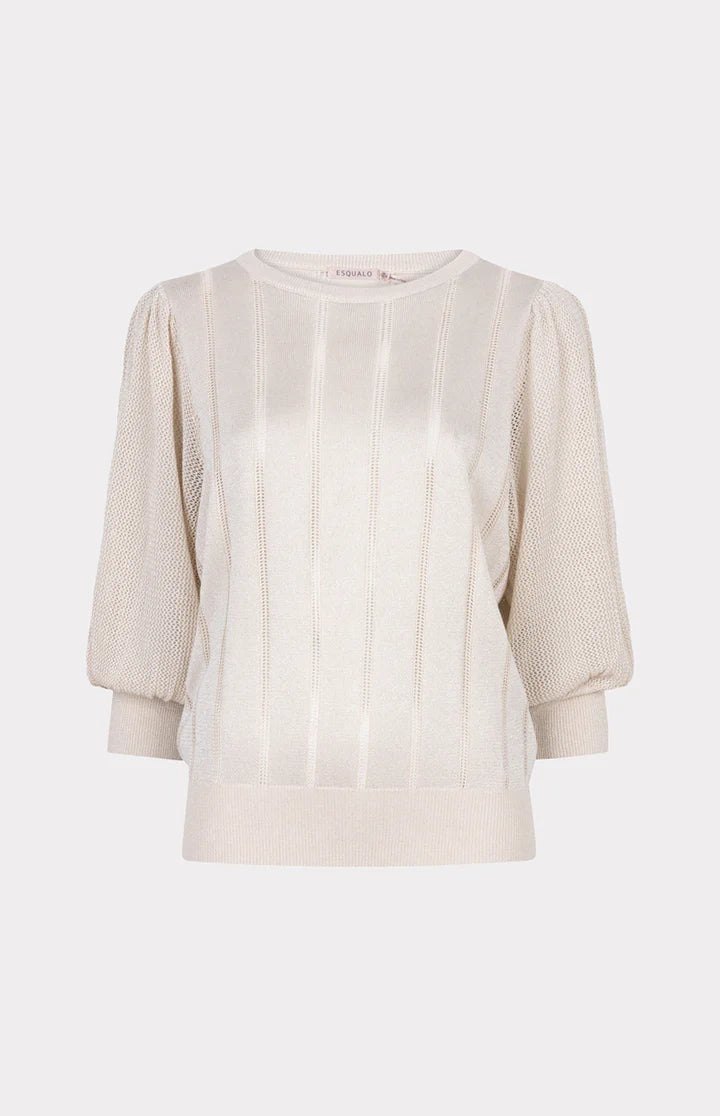 Esqualo truitje licht grijs met lurex sweater puffsleeve light grey