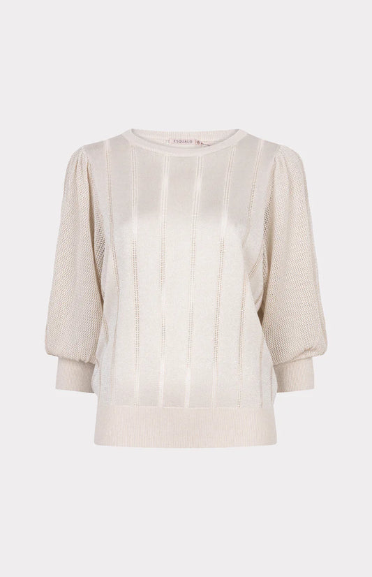 Esqualo truitje licht grijs met lurex sweater puffsleeve light grey