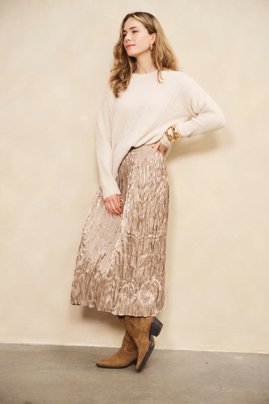 Esqualo rok plisse goud model Changeant taupe F25.28500