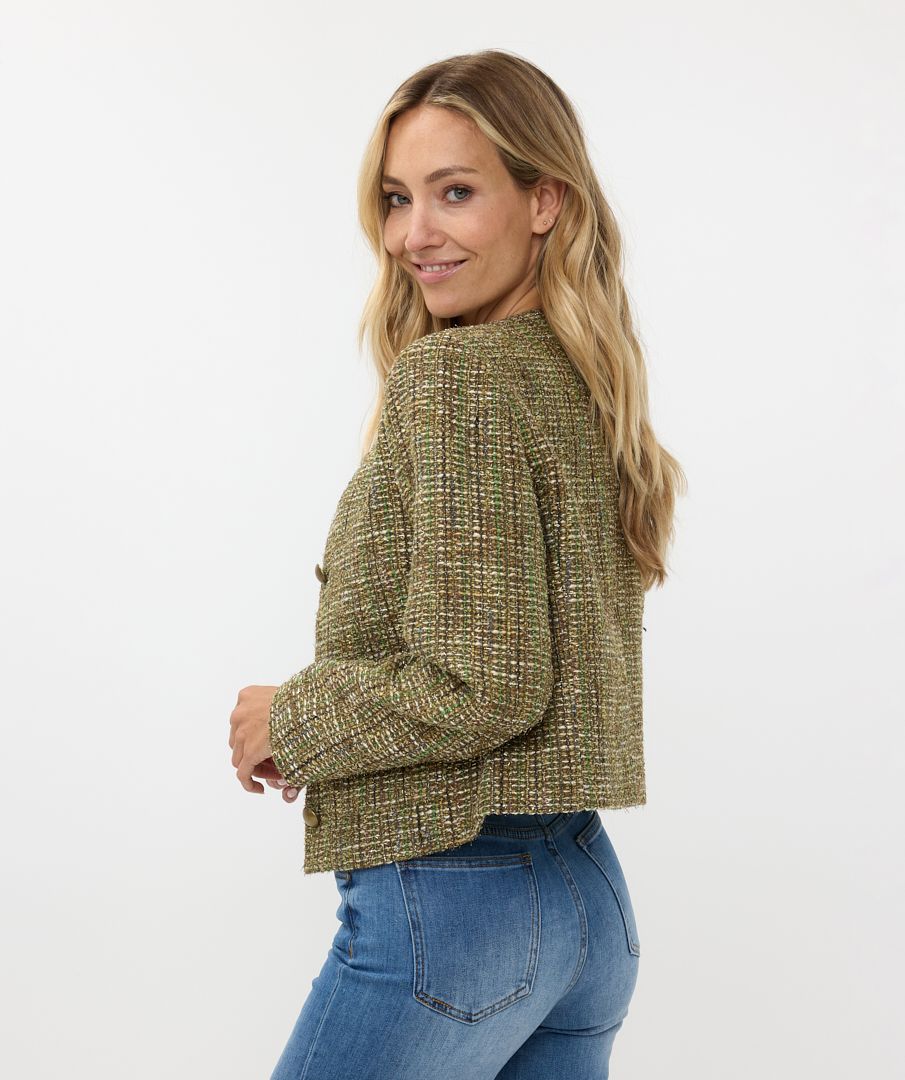 Esqualo blazer jasje tweed groen met goud