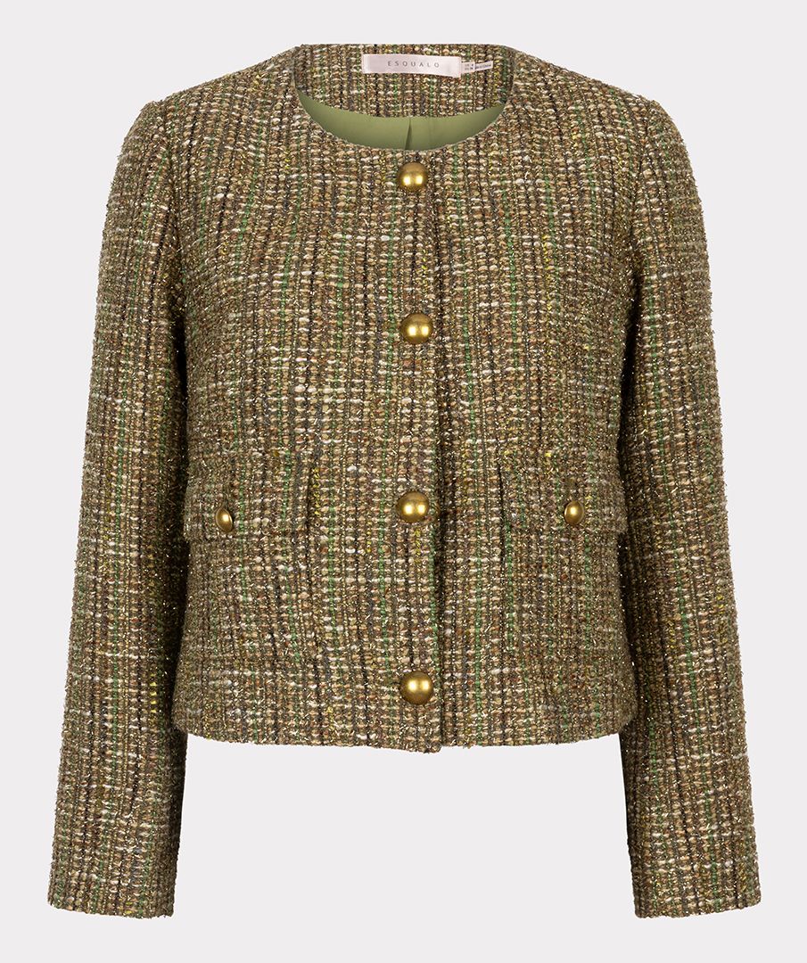 Esqualo blazer jasje tweed groen met goud