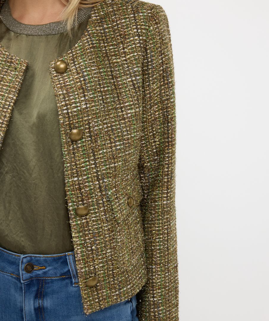 Esqualo blazer jasje tweed groen met goud