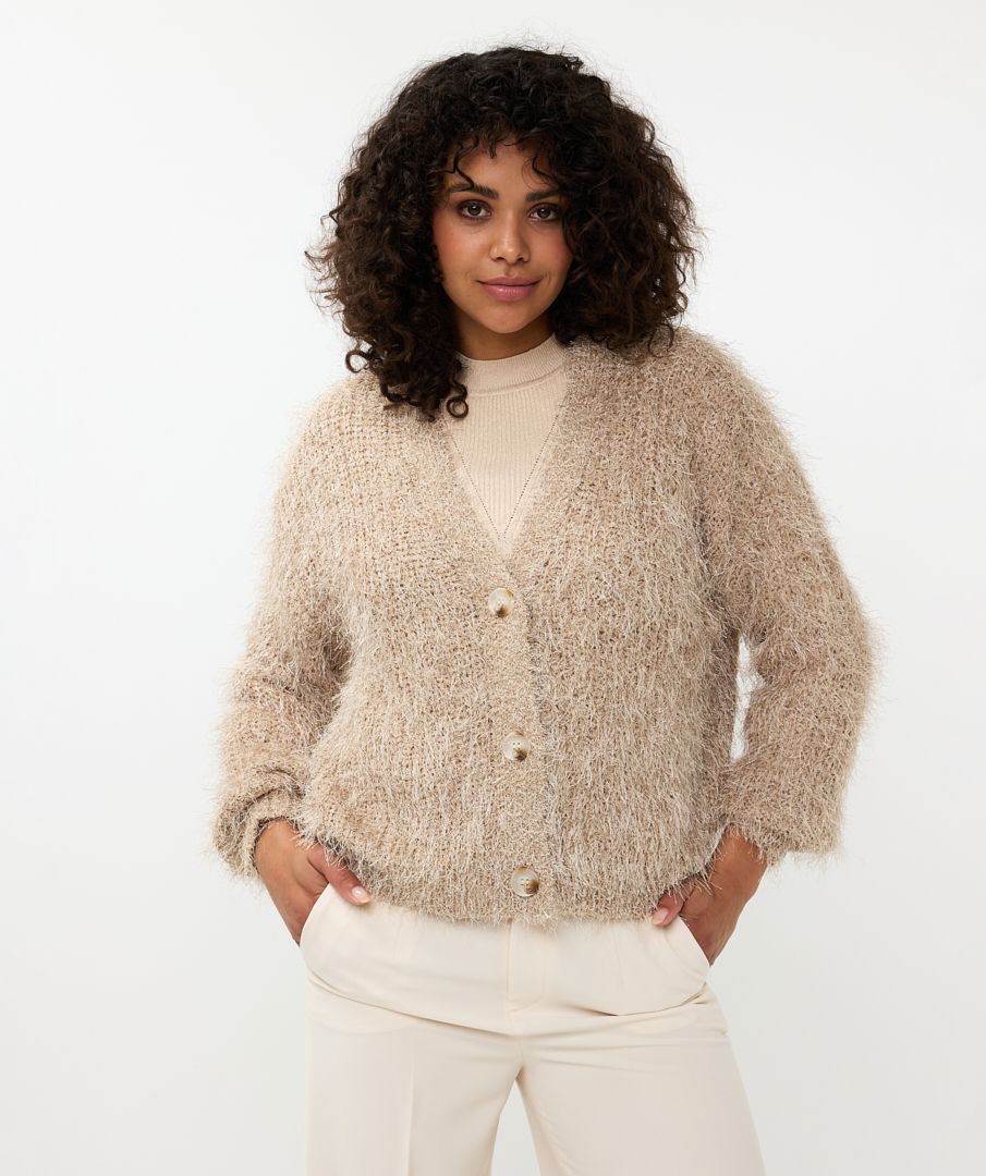 Esqualo vest beige Cardigan short hairy 