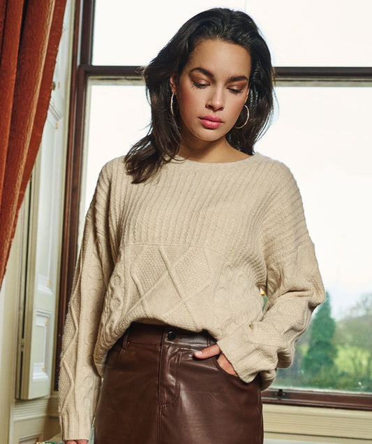 Esqualo trui beige melange sweater