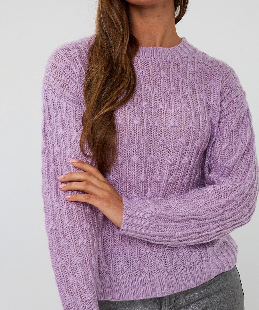 Esqualo trui lila gebreid model sweater ajour light violet ES_F25.02508