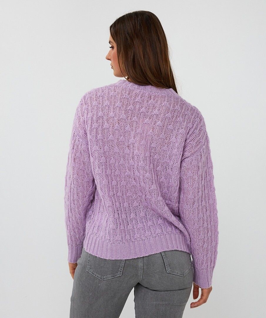 Esqualo trui lila gebreid model sweater ajour light violet ES_F25.02508