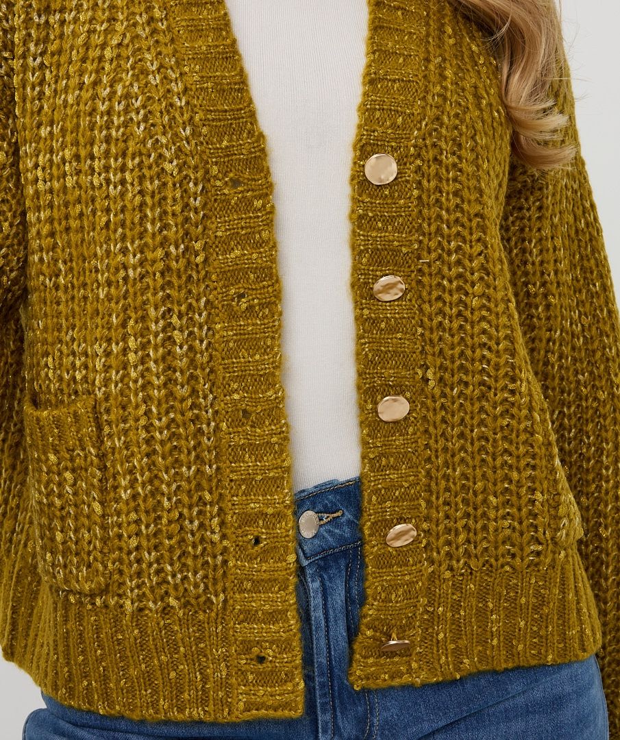 Esqualo vest groen met lurex model Oversize cardigan golden olive 