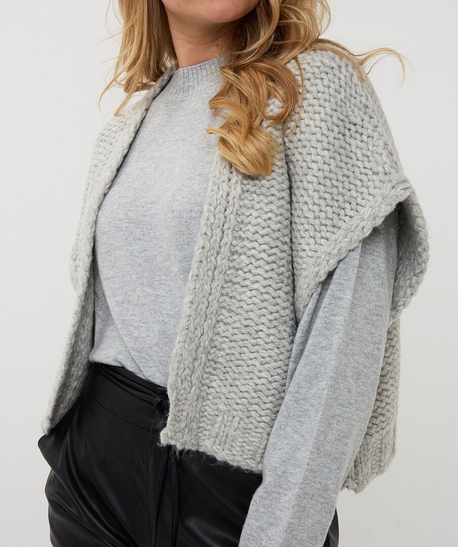 Esqualo gilet gebreid grijs model ES_F25.07500 light grey melange