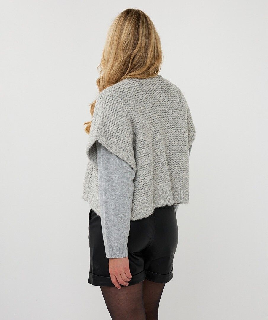 Esqualo gilet gebreid grijs model ES_F25.07500 light grey melange