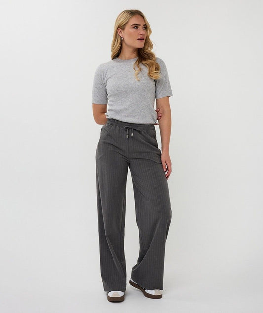 Esqualo pantalon grijs pinstripe model drawstrings ES_F25.10548