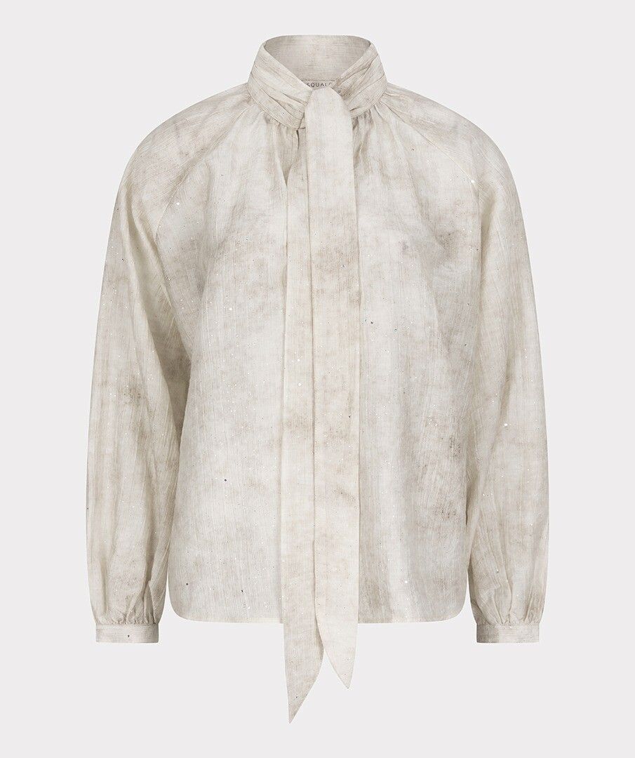 Esqualo blouse offwhite met glitter detail model raglan shawl collar ES_F25.14510_120