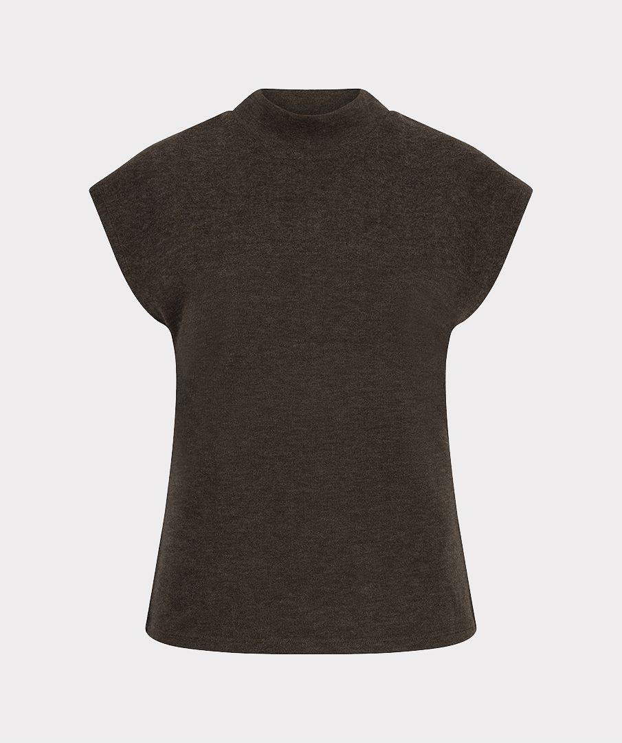 Esqualo top bruin kapmouw model sweater mockneck cacao