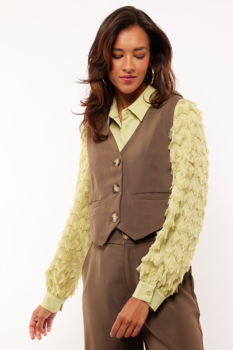 Fluresk gilet groen/bruin model Bodi sahara green