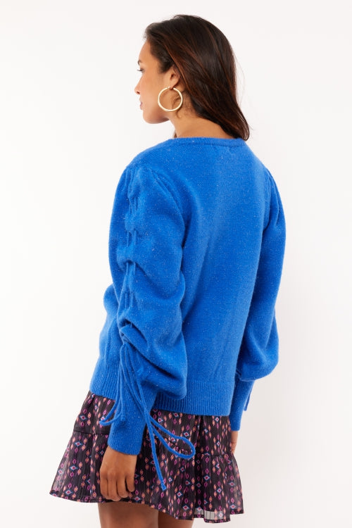 Fluresk trui blauw met lurex draad model Scottie knit sweater