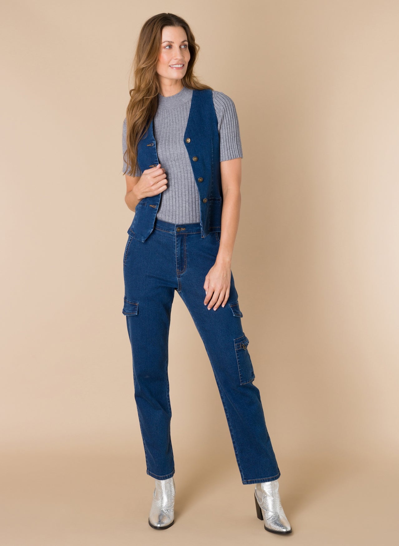 Ivy Beau gilet jeans blauw model Beau