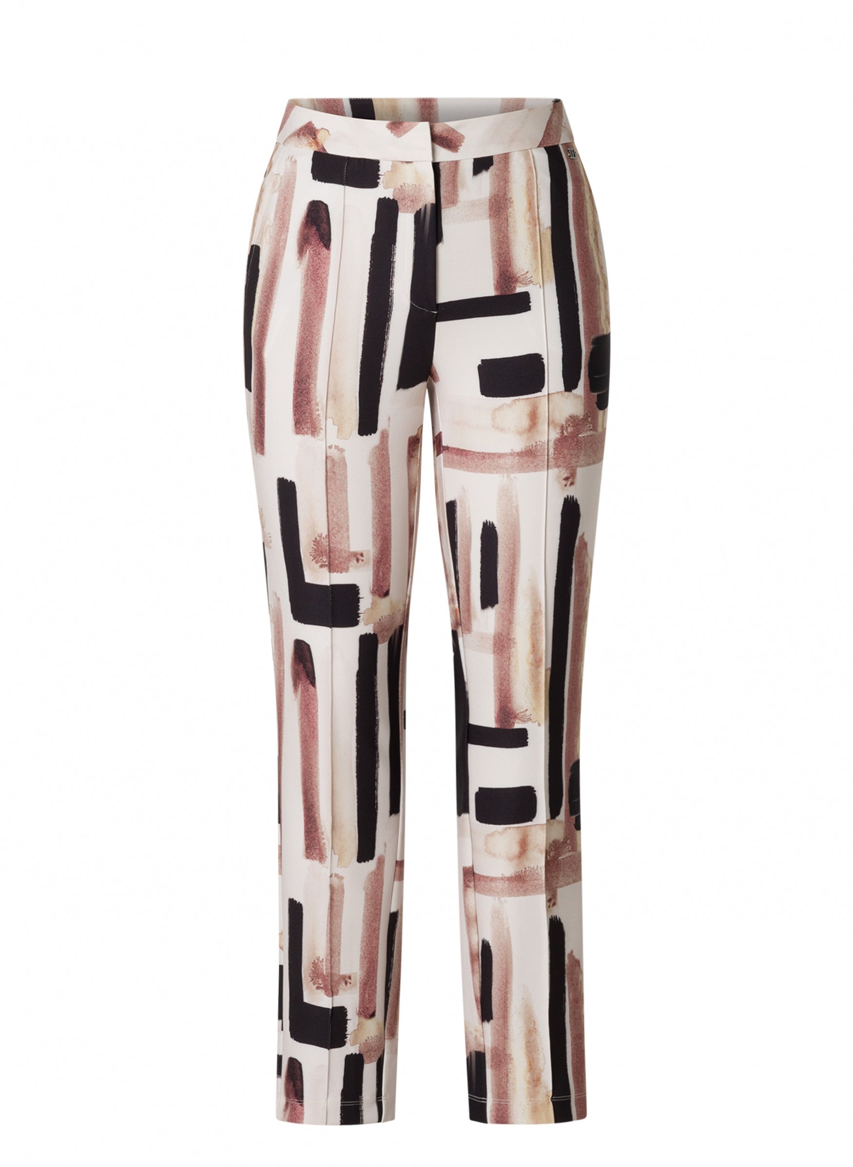 Ivy Beau broek print beige zand grijze blokken model Pita