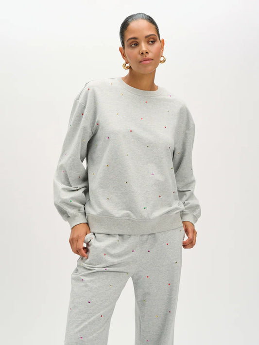 Refined Department sweater grijs met mulri colour studs model Jayne grey