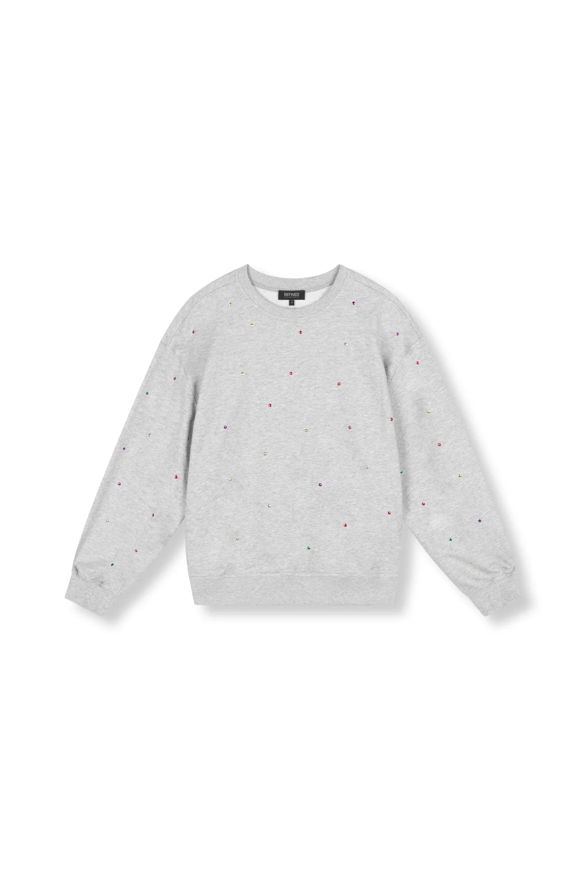 Refined Department sweater grijs met multi colour studs model Jayne grey