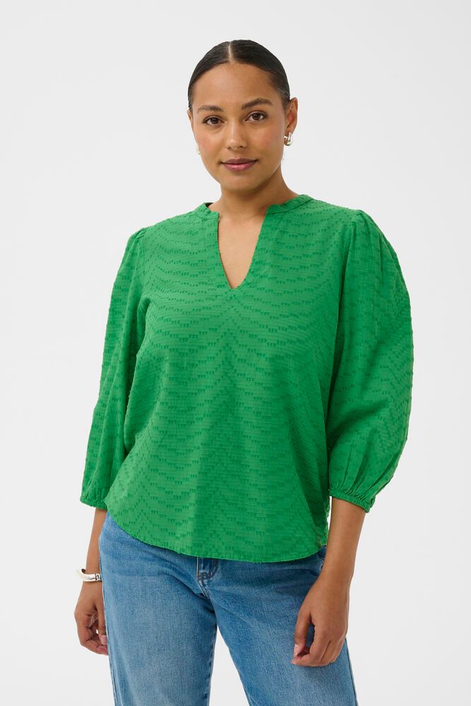 Kaffe blouse groen driekwart mouw model KApenelope bright green