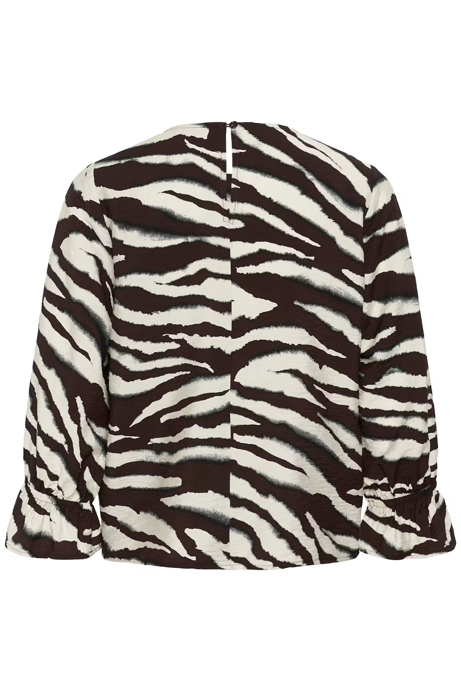 Kaffe blouse driekwart mouw bruin off white print model KAviky coffee bean turtle dove