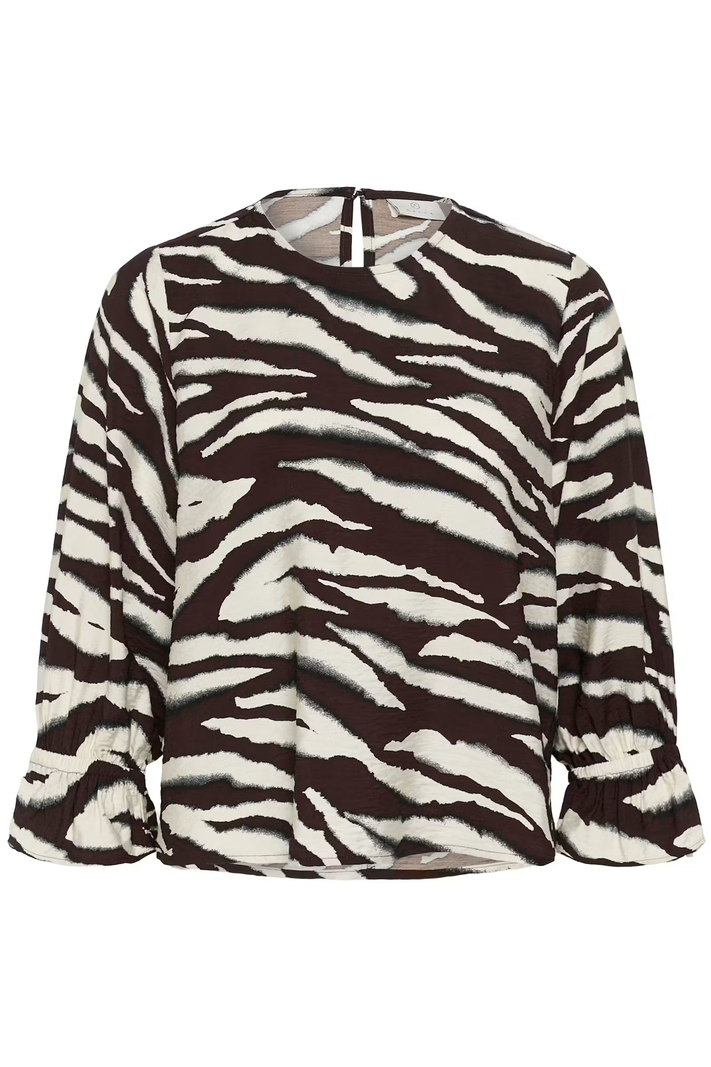 Kaffe blouse driekwart mouw bruin off white print model KAviky coffee bean turtle dove
