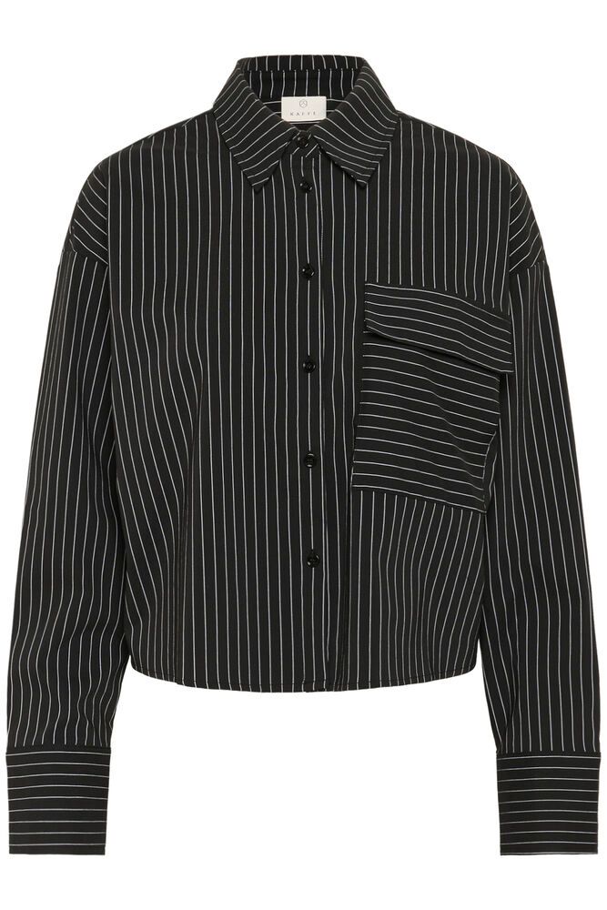 Kaffe blouse gestreept zwart wit model KAeliana shirt black pinstripe