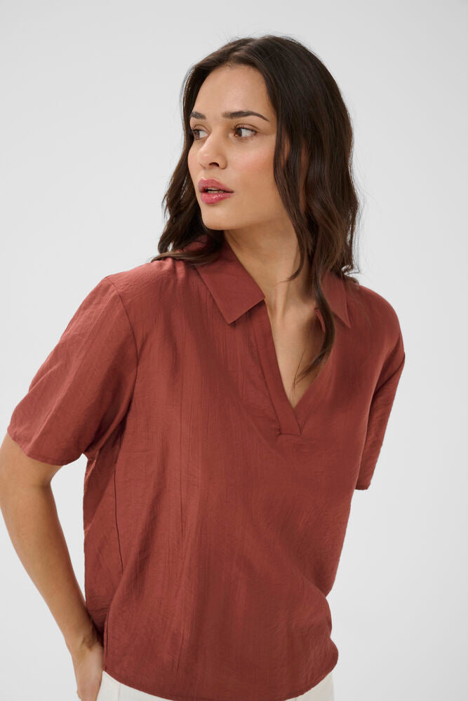 Kaffe blouse roest bruin model KAemily henna boxy fit