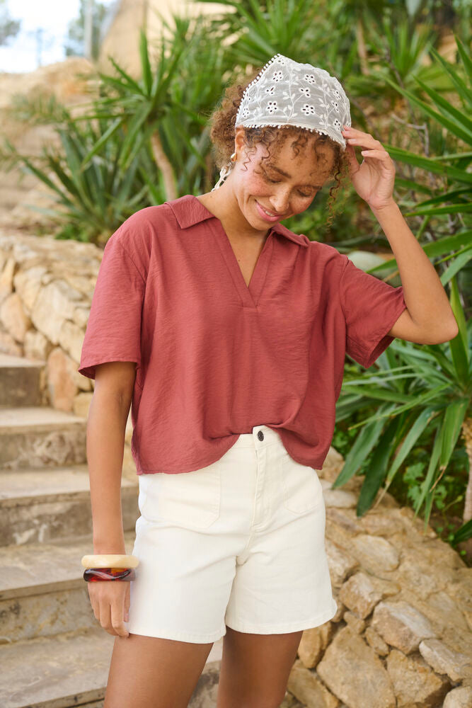 Kaffe blouse roest bruin model KAemily henna boxy fit
