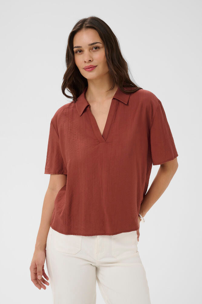 Kaffe blouse roest bruin model KAemily henna boxy fit