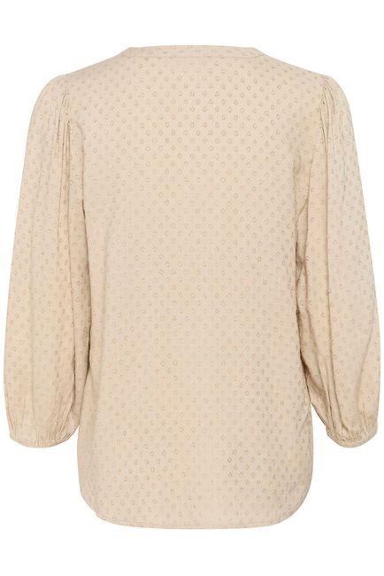 Kaffe blouse zandkleur driekwart mouw model KAannika feather gray