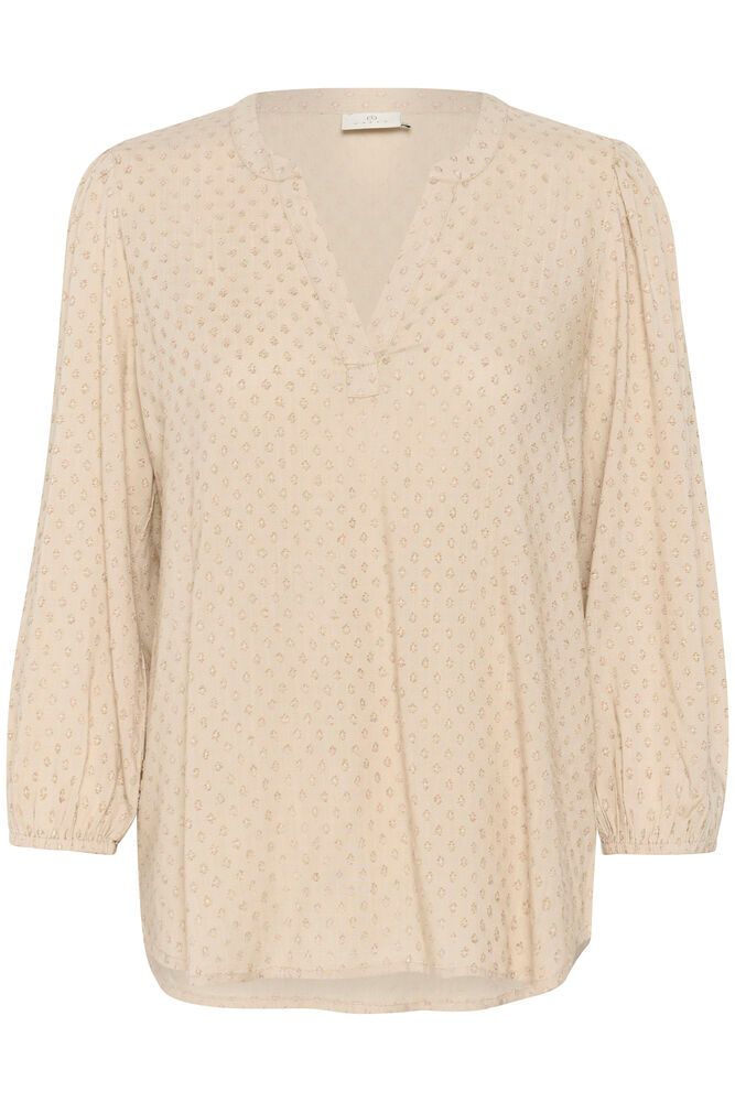 Kaffe blouse zandkleur driekwart mouw model KAannika feather gray