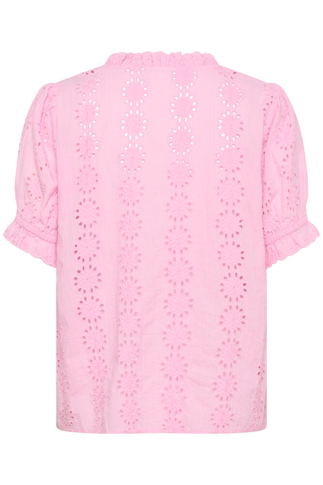 Kaffe blouse roze broderie model Kadona blouse pink frosting