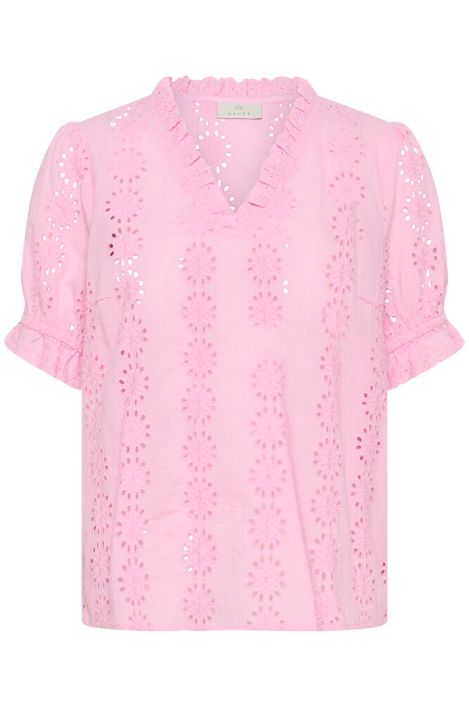 Kaffe blouse roze broderie model Kadona blouse pink frosting