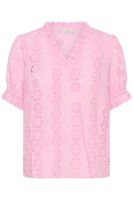 Kaffe blouse roze broderie model Kadona blouse pink frosting