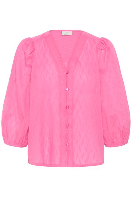 Kaffe blouse roze driekwart mouw model KAgabriela V-Neck shirt pink power