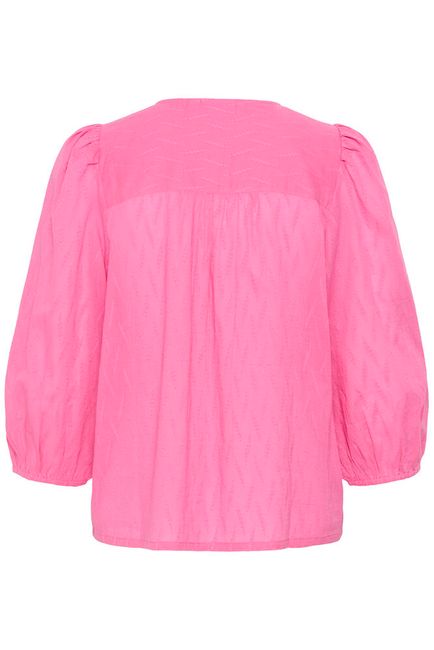 Kaffe blouse roze driekwart mouw model KAgabriela V-Neck shirt pink power