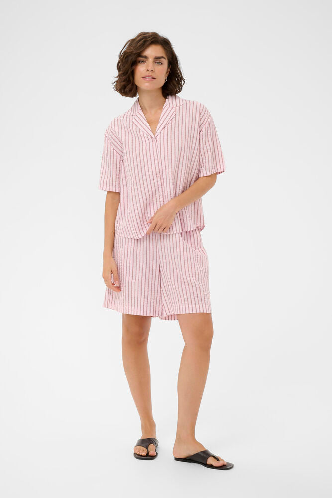 Kaffe blouse licht roze bruin gestreept model KAlara shirt ballerina henna striped