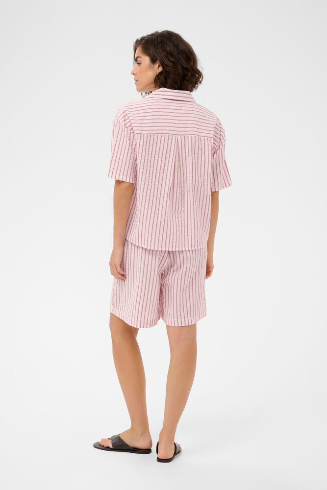 Kaffe blouse licht roze bruin gestreept model KAlara shirt ballerina henna striped