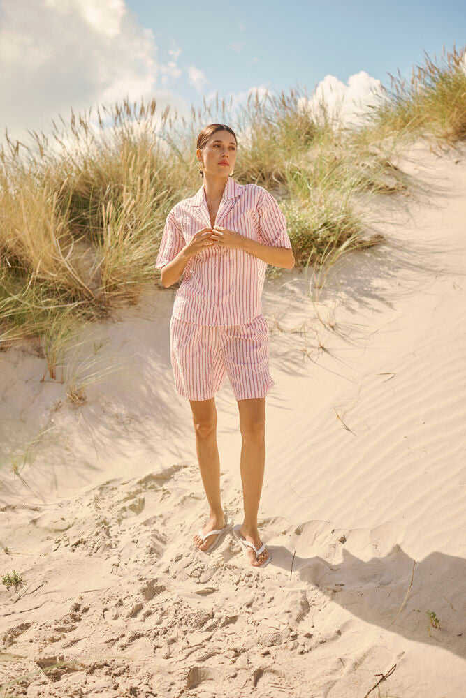 Kaffe blouse licht roze bruin gestreept model KAlara shirt ballerina henna striped