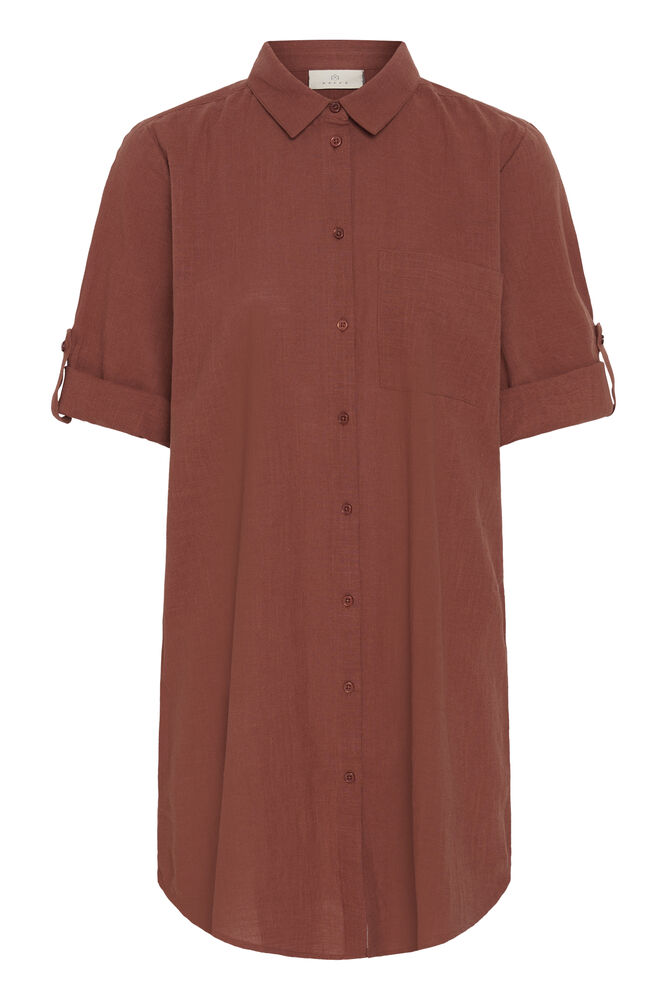 Kaffe blouse jurk bruin model KApauline shirt dress henna