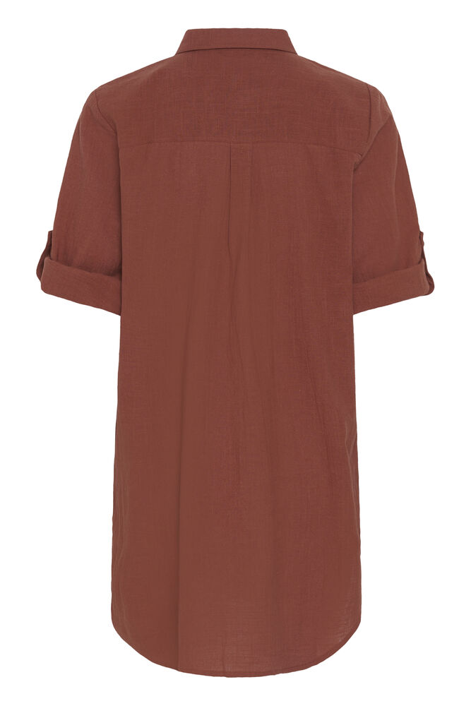 Kaffe blouse jurk bruin model KApauline shirt dress henna