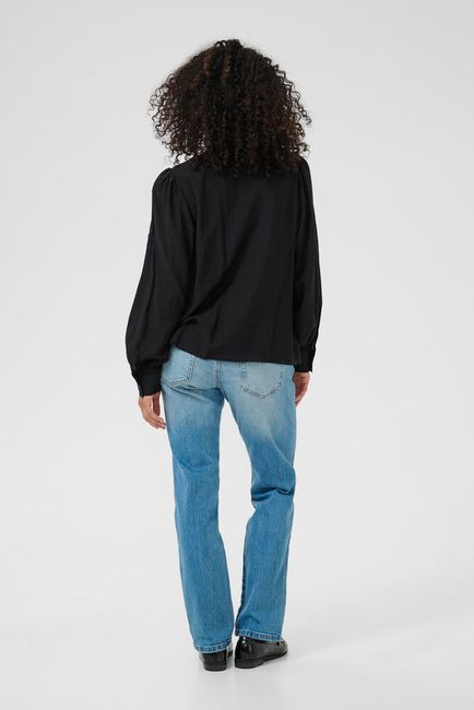 Kaffe blouse zwart met detail model KAmirabel black deep