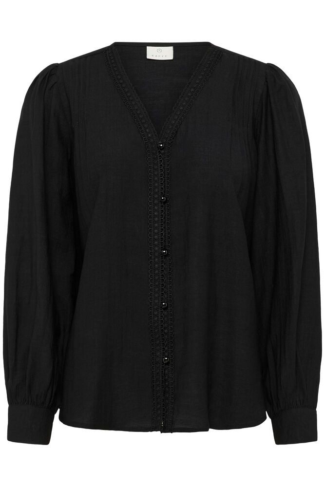 Kaffe blouse zwart met detail model KAmirabel black deep