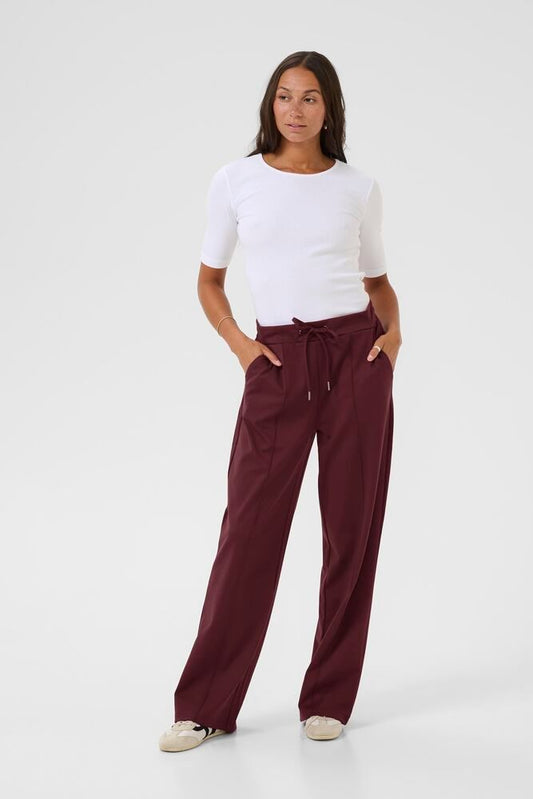 Kaffe broek bordeaux rood recht model KAjenny straight pants windsor wine