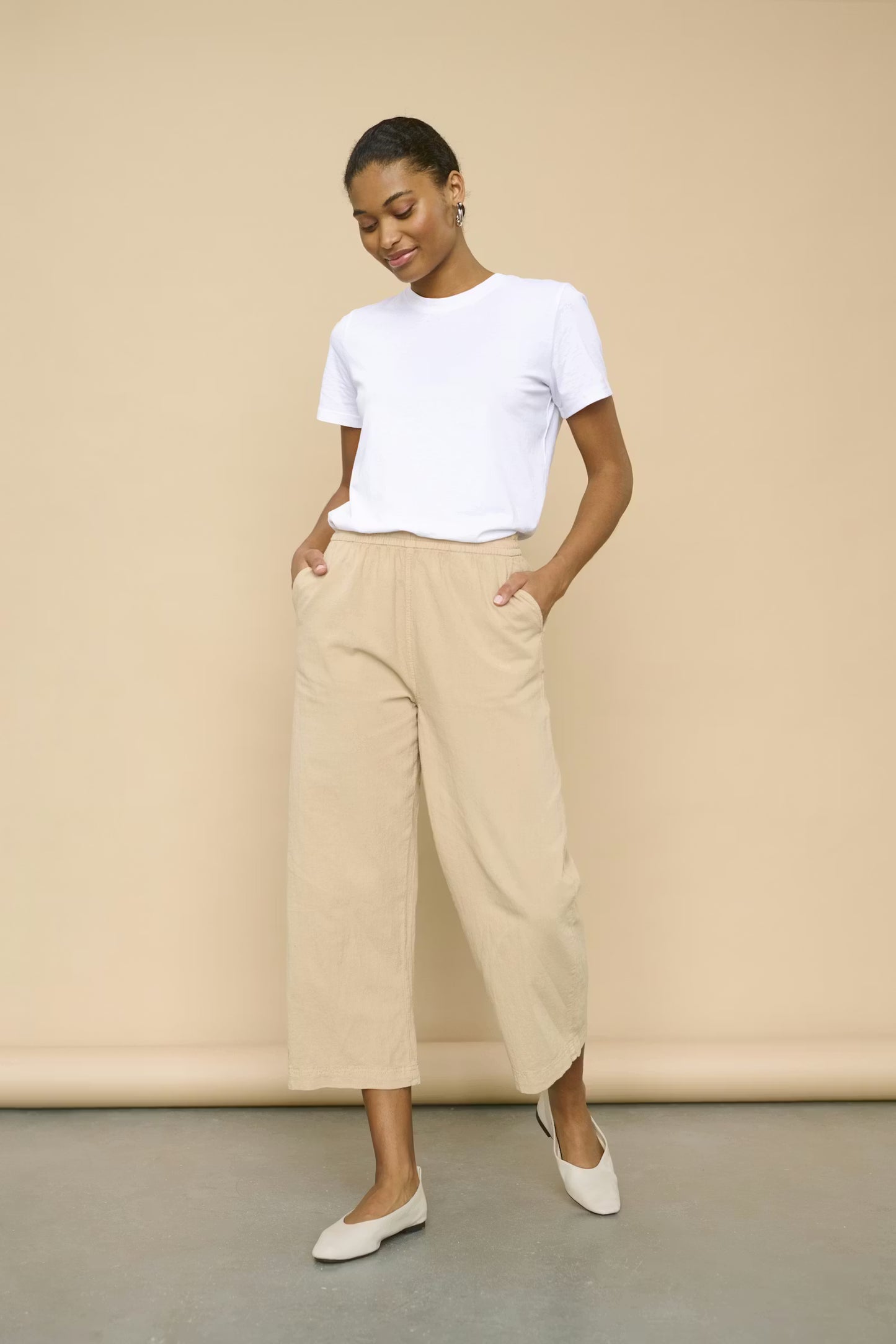Kaffe broek camel zandkleur model KAnaya culotte pants classic sand