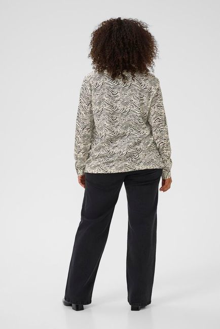 Kaffe Curve blouse offwhite met grijze dierenprint model KCdiana black oyster turtledove animal