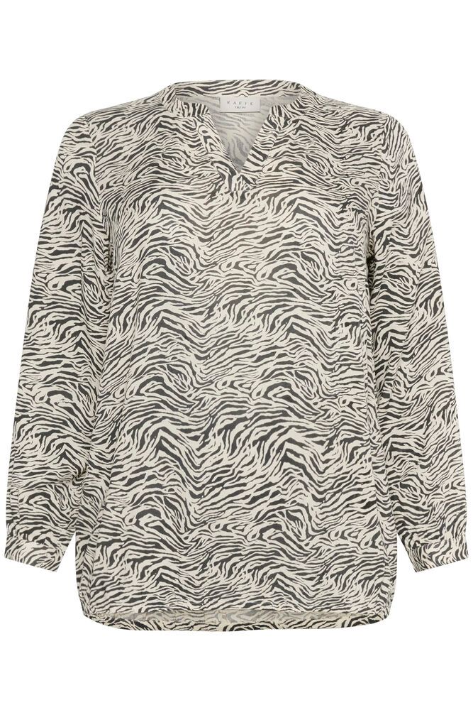 Kaffe Curve blouse offwhite met grijze dierenprint model KCdiana black oyster turtledove animal