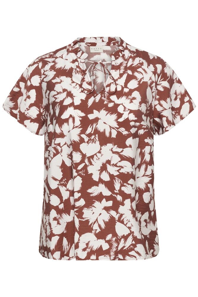 Kaffe Curve blouse bruin offwhite print model KCevia henna chalk flower